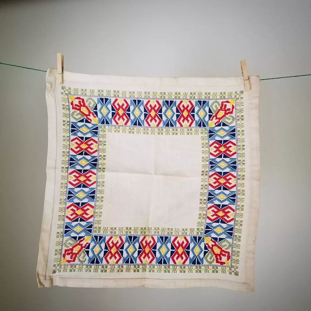 Antique, Square, Embroidered Linen Cloth