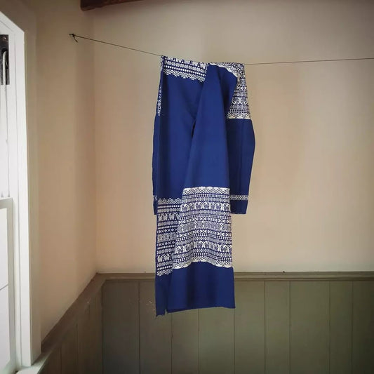 Blue and White Embroidered Cloth