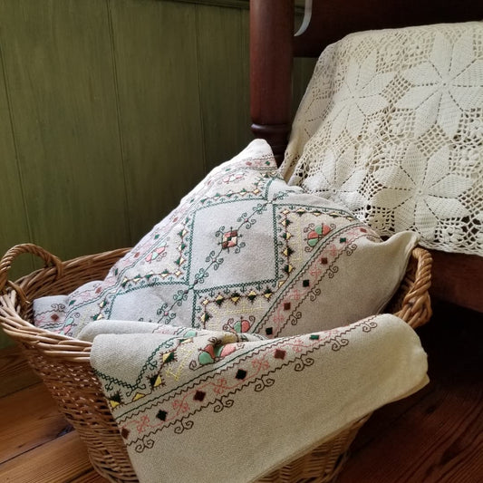 Woven and Hand Embroidered Pillow Shams