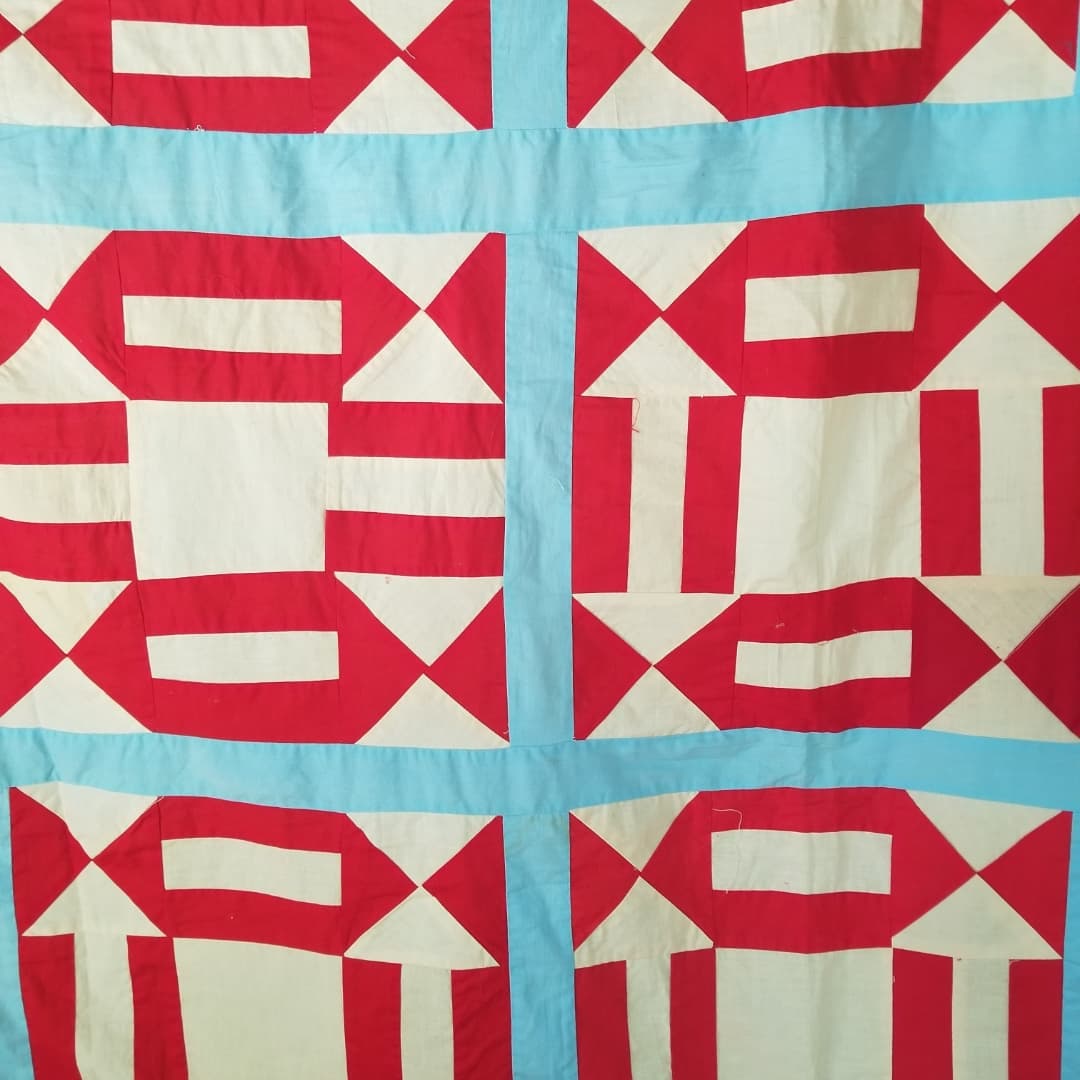 Red & Blue Double Arrows Quilt Top
