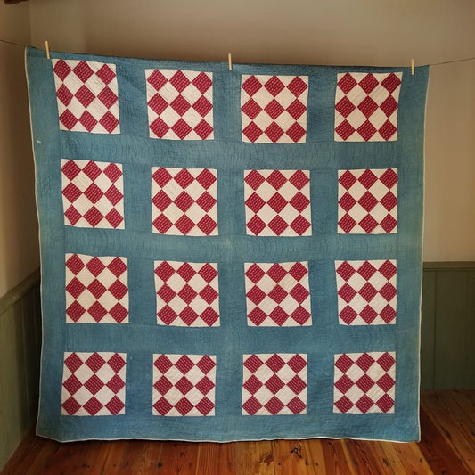 Blue and Burgundy Quilt