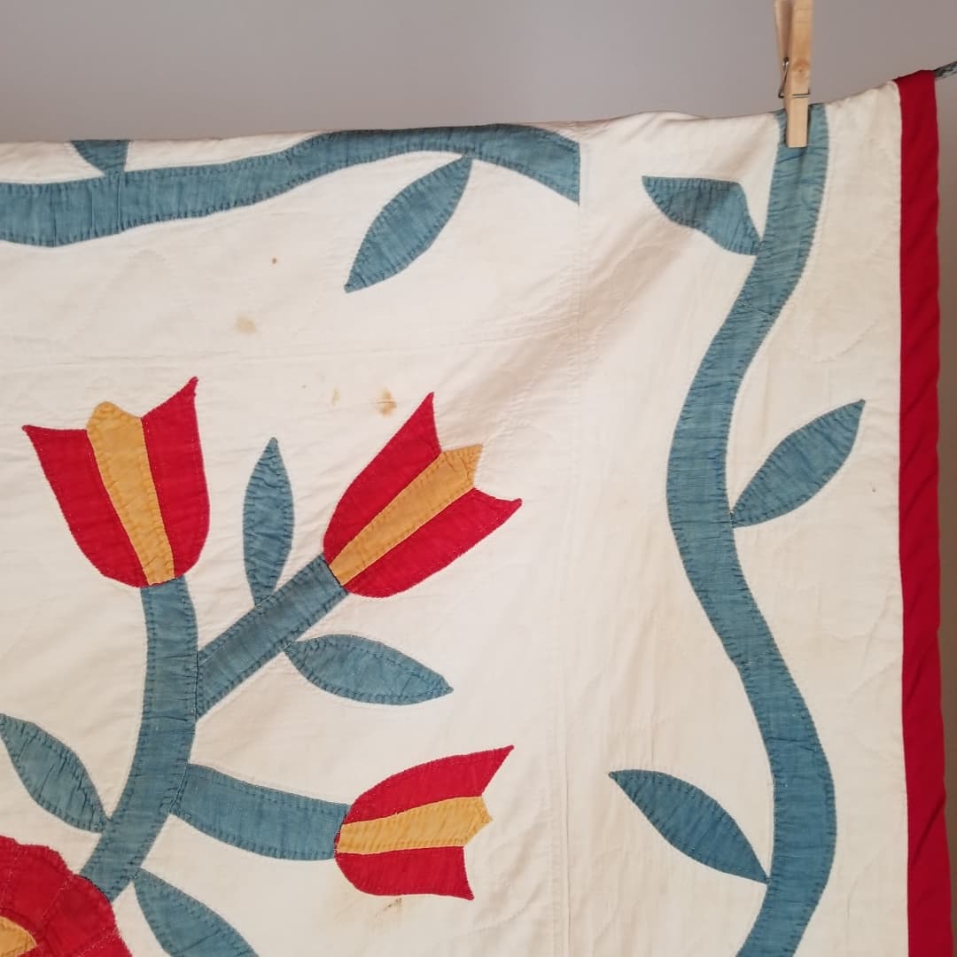 Tulip Applique Quilt, Pennsylvania Mennonite