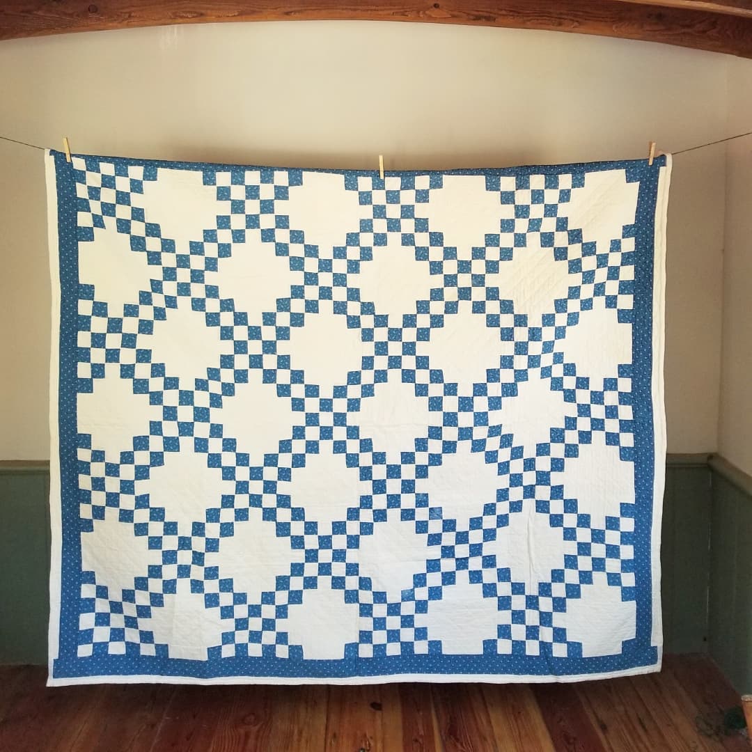Indigo and White Irish Chain Quilt
