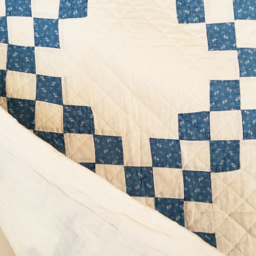 Indigo and White Irish Chain Quilt