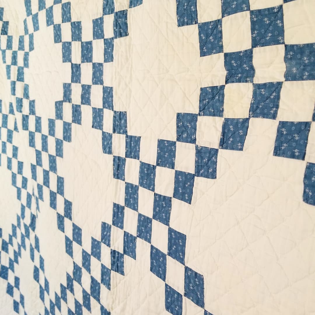 Indigo and White Irish Chain Quilt