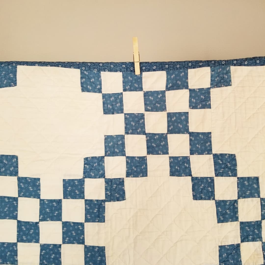 Indigo and White Irish Chain Quilt