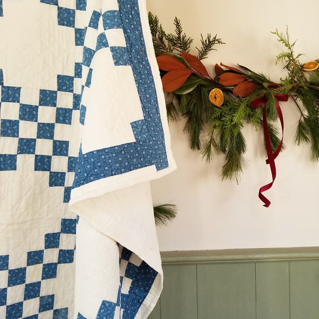 Indigo and White Irish Chain Quilt