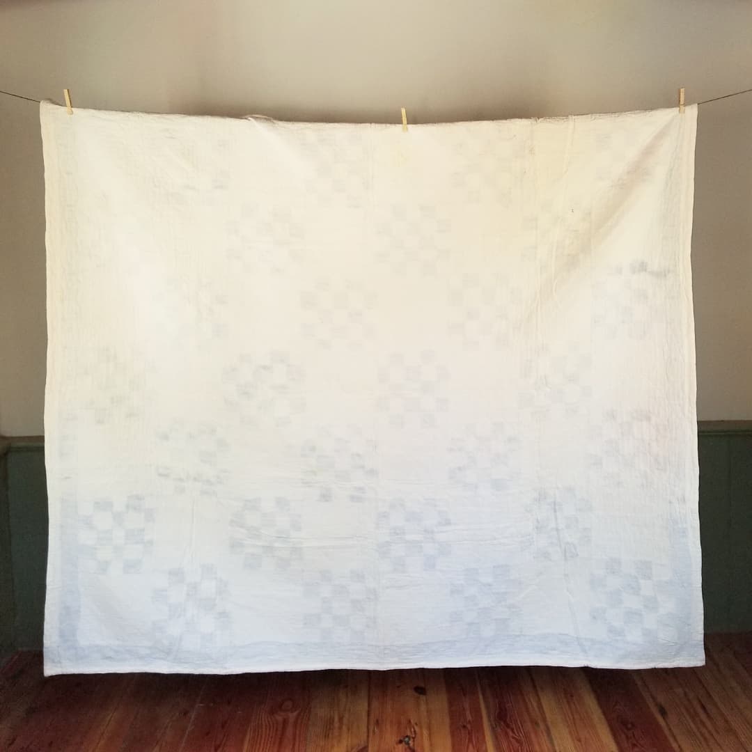 Indigo and White Irish Chain Quilt