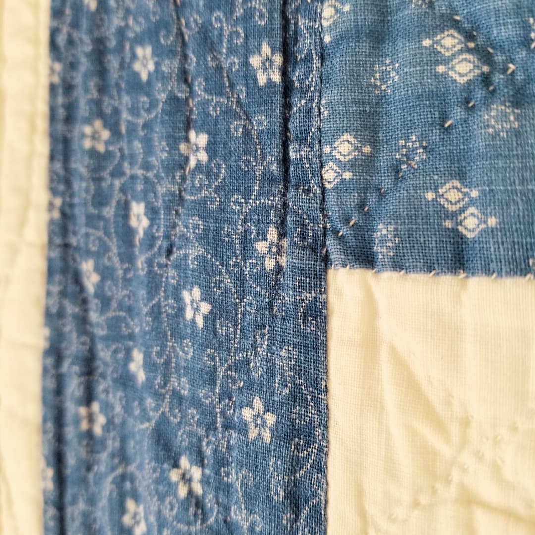 Indigo and White Irish Chain Quilt
