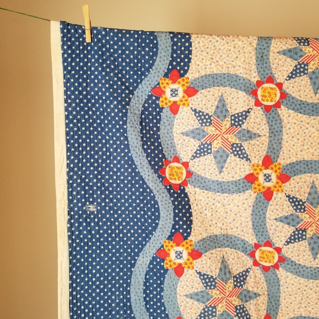 Stars and Stripes Whole Cloth Quilt