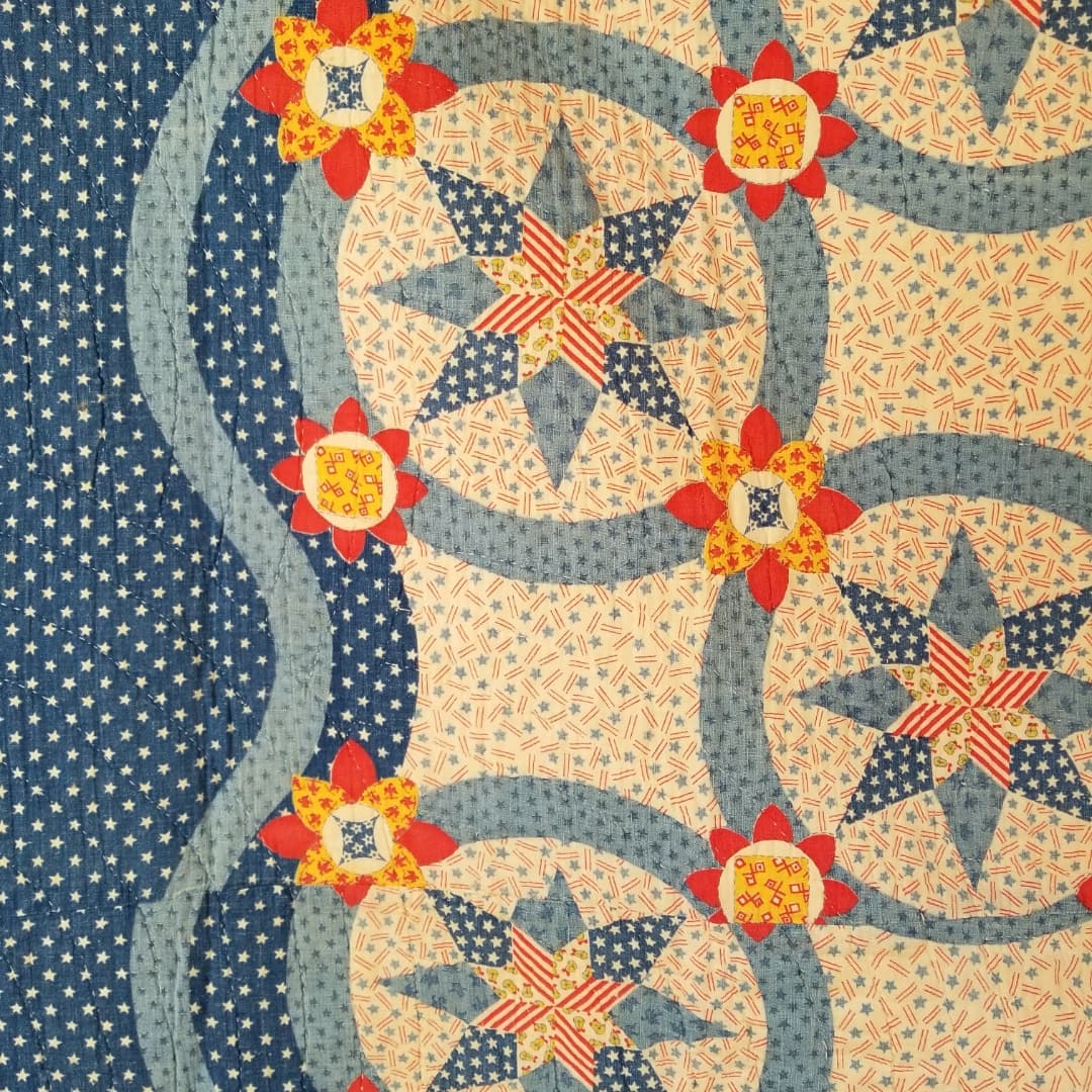 Stars and Stripes Whole Cloth Quilt