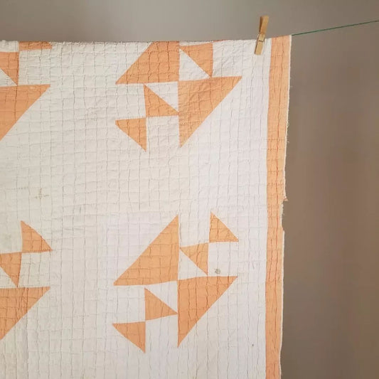 Orange and White Old Maid's Puzzle Quilt
