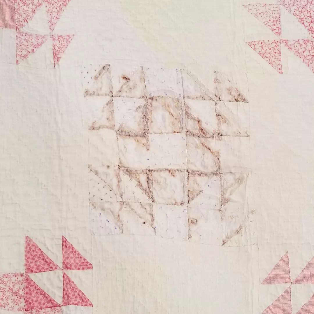 Indigo and Pink Crown of Thorns Quilt