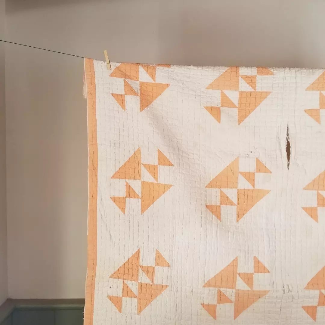 Orange and White Old Maid's Puzzle Quilt