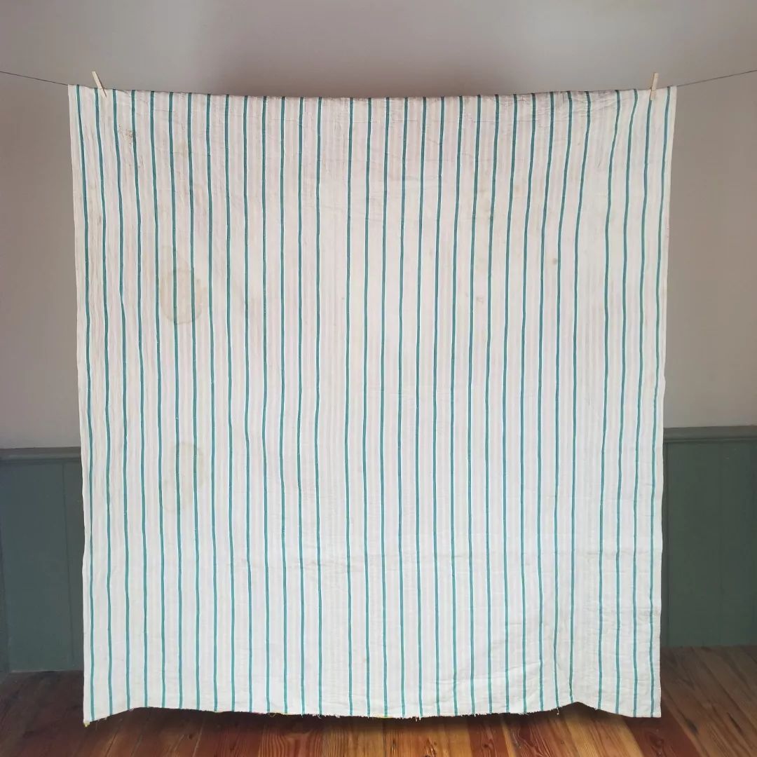 Pink and Yellow, Stripe Backed Quilt