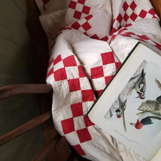 Red and White Irish Chain Quilt