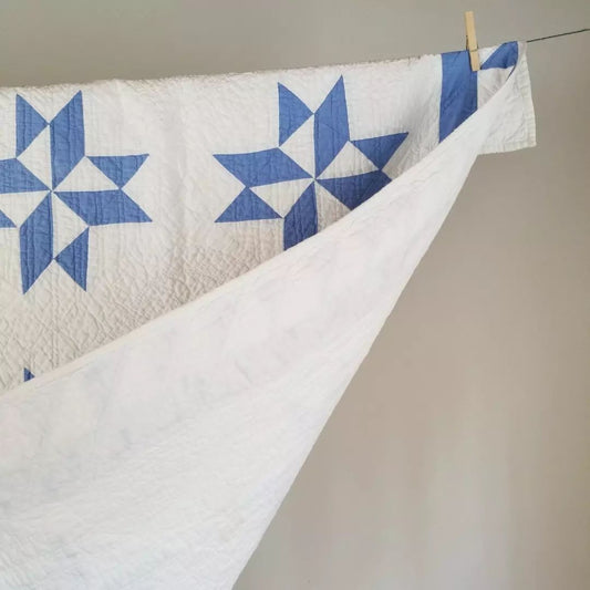 Blue & White Diamond Star Quilt