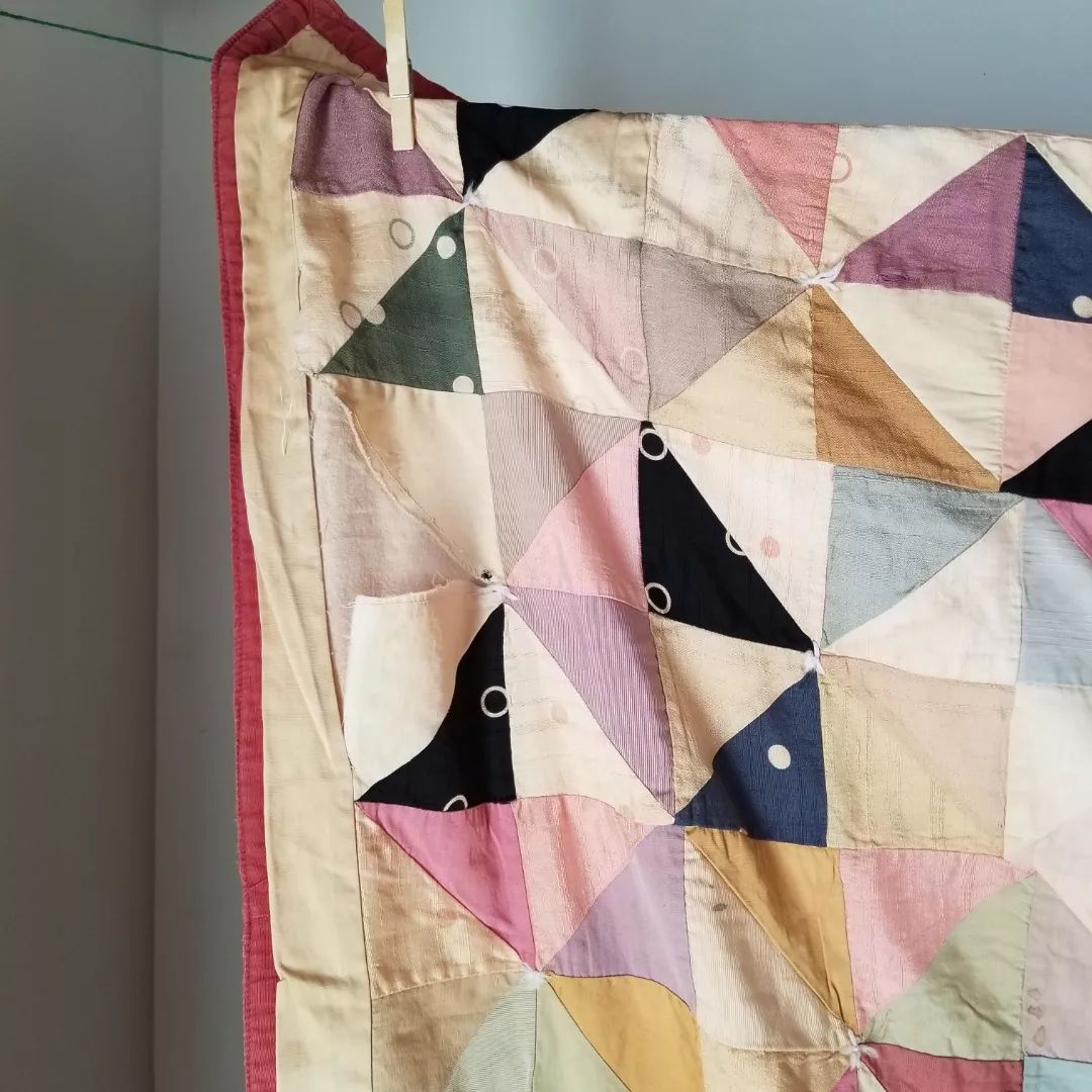 Muted Triangle Hand Tied Quilt