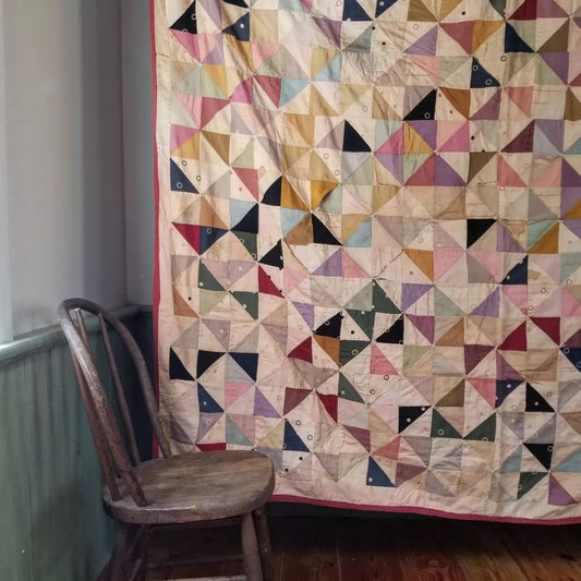Muted Triangle Hand Tied Quilt
