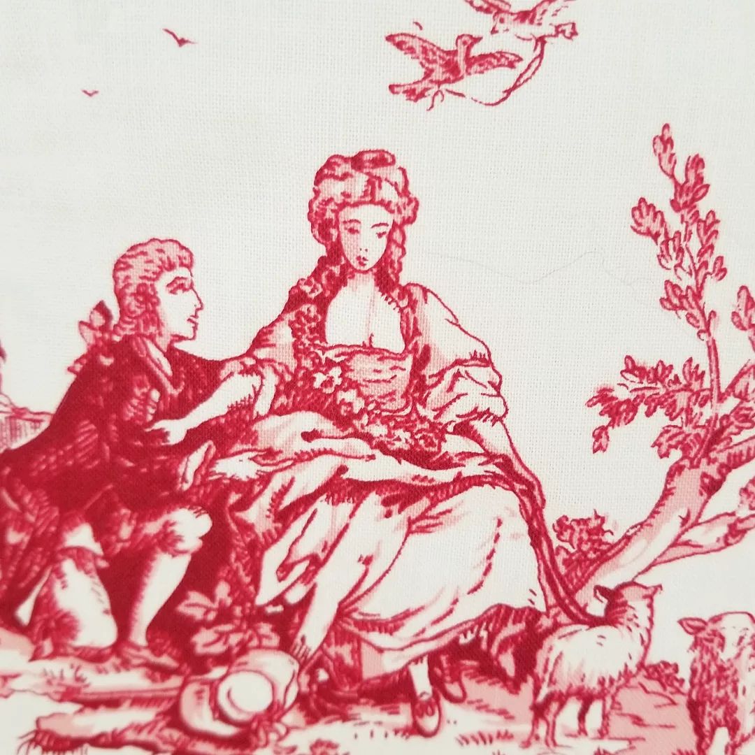 French Pastoral Toile Quilt TOP