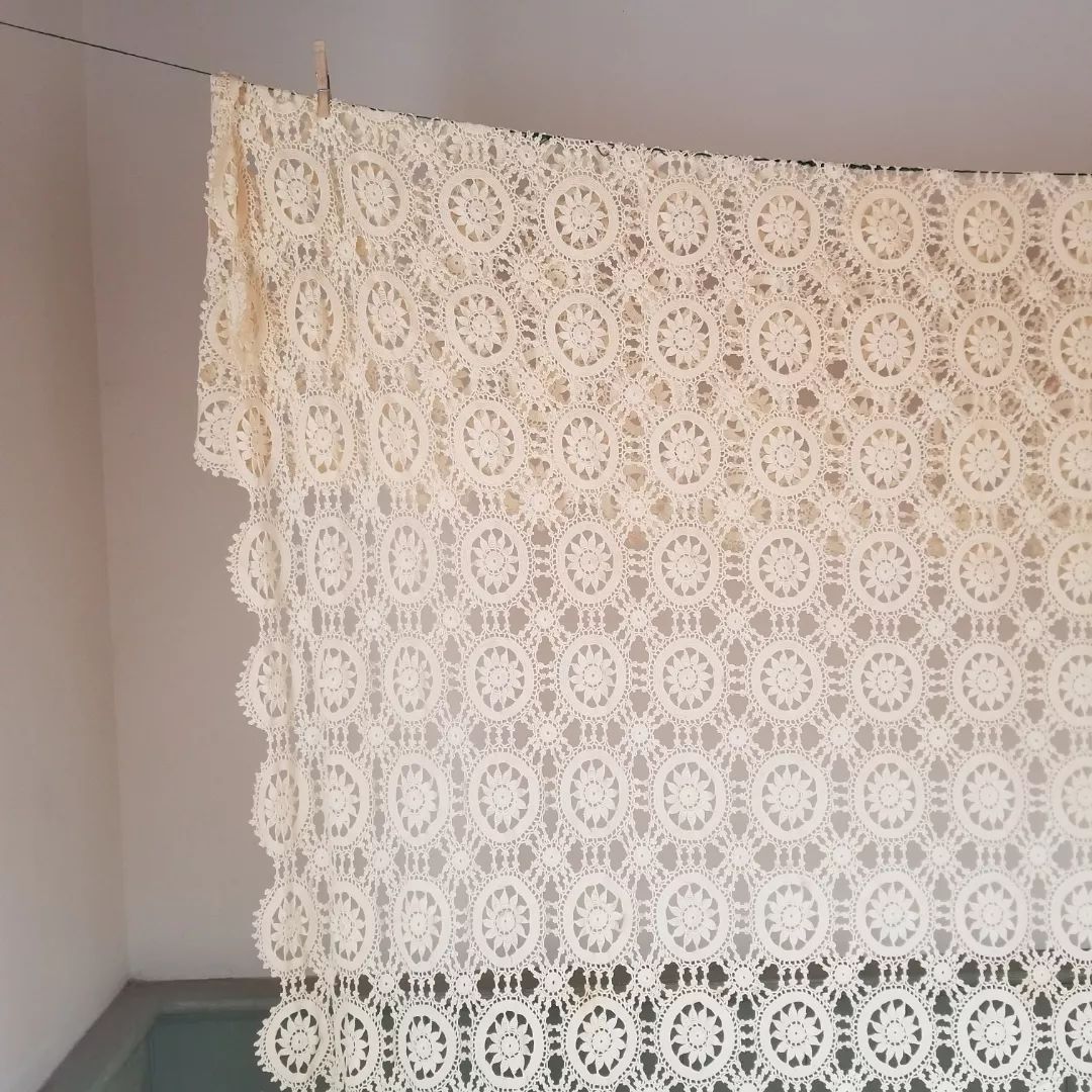 Handmade, Cream, Crochet Throw