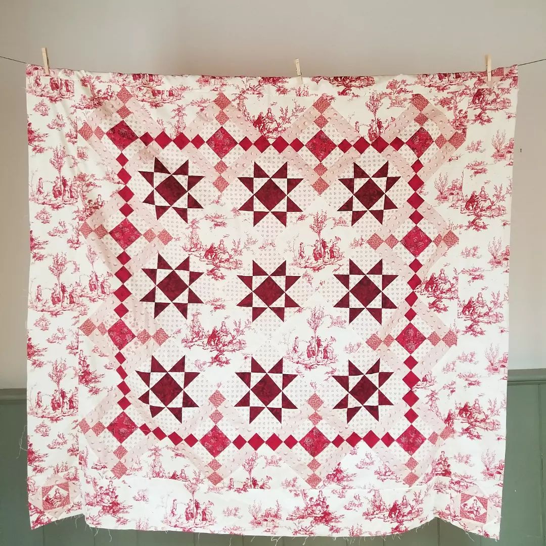 French Pastoral Toile Quilt TOP