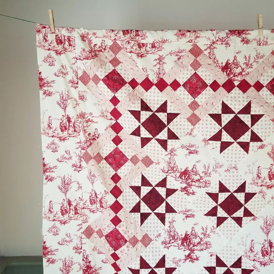 French Pastoral Toile Quilt TOP