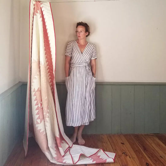 Red and White, Faded Sawtooth Quilt