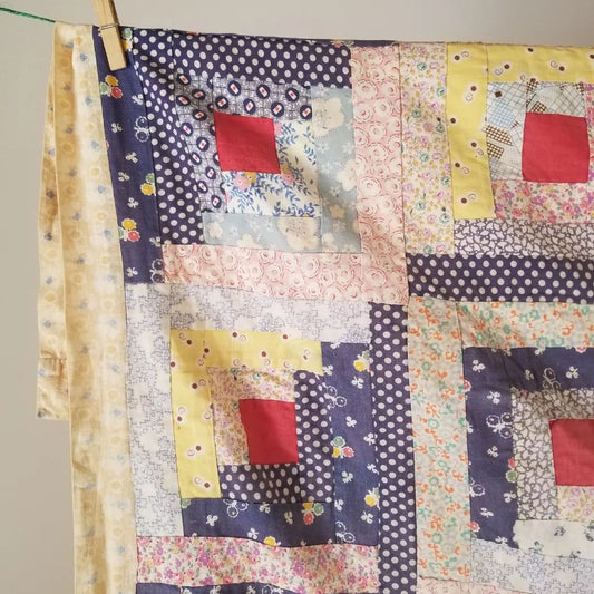 Hand Tied Log Cabin Quilt