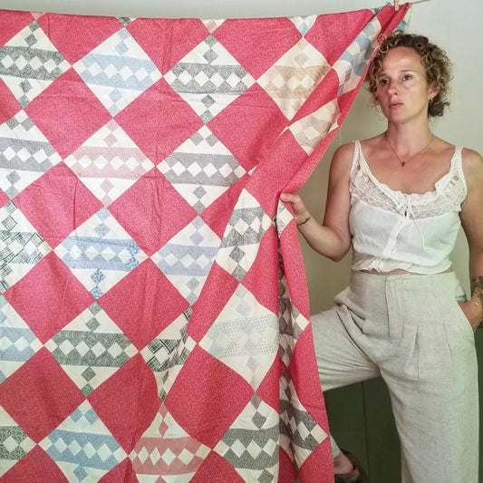 Double Pink Calico and Shirting Quilt TOP