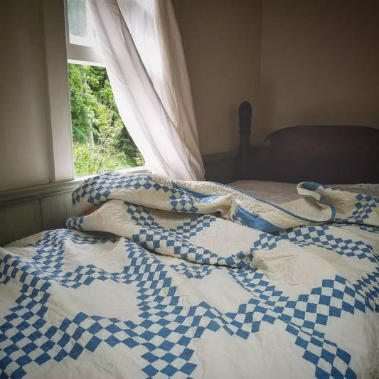 Blue and White Irish Chain Quilt