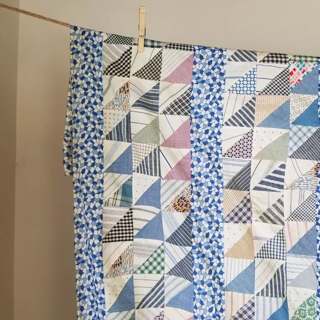 Triangles Shirting Quilt TOP