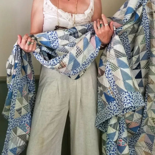 Triangles Shirting Quilt TOP
