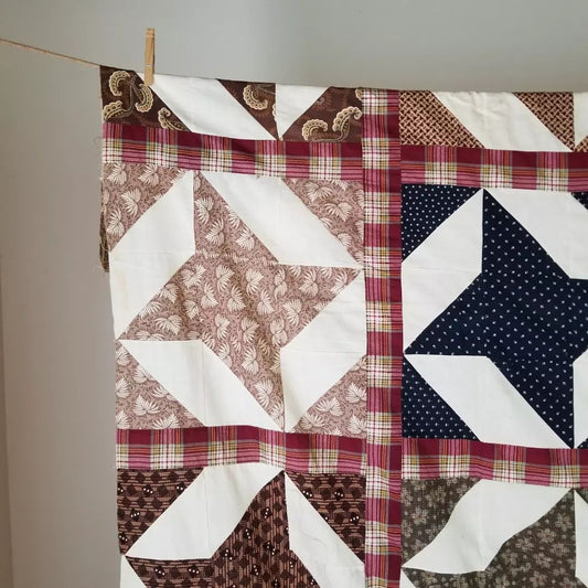 Burgundy Sashed Pinwheel Quilt TOP