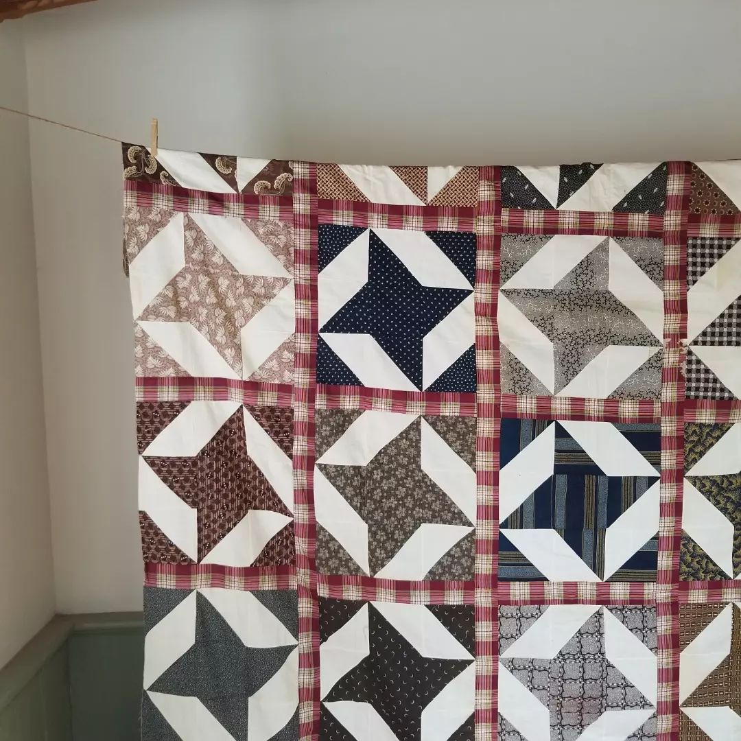 Burgundy Sashed Pinwheel Quilt TOP