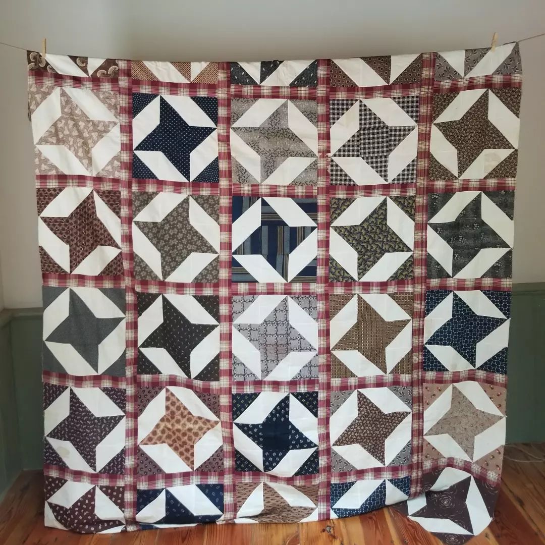 Burgundy Sashed Pinwheel Quilt TOP