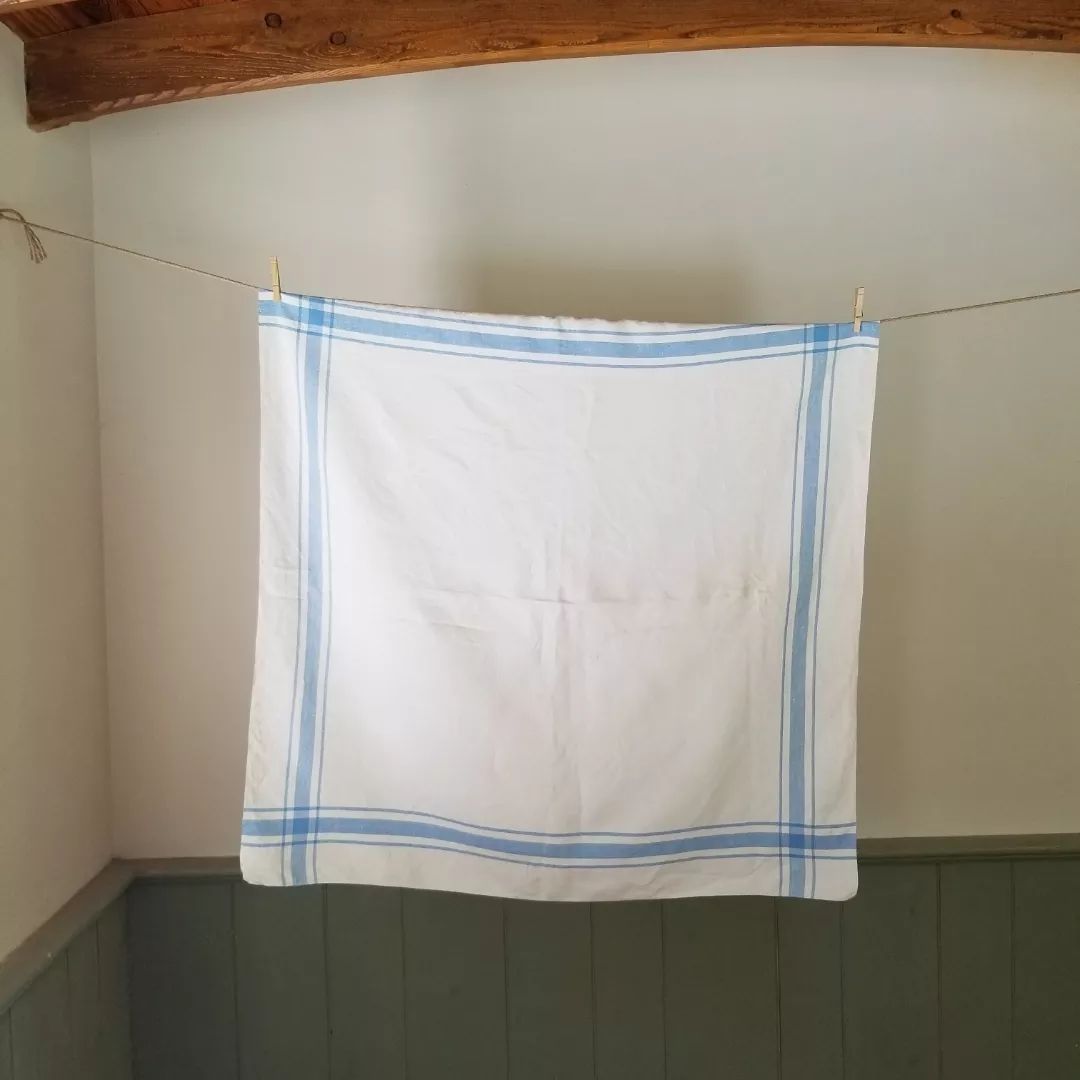 Blue and White, Linen Tablecloth