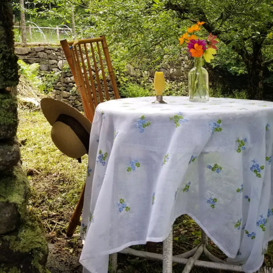 Sheer, Embroidered, Table Cloth