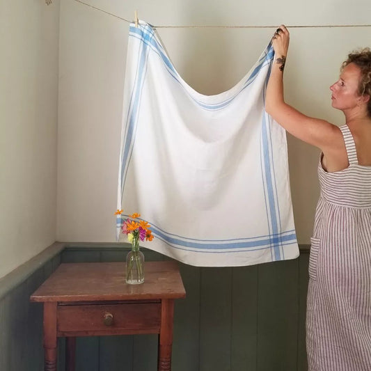 Blue and White, Linen Tablecloth