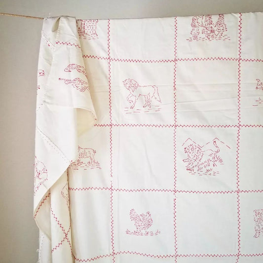 Antique Redwork Quilt Top
