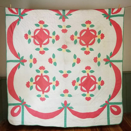 Pink and Green Applique Quilt