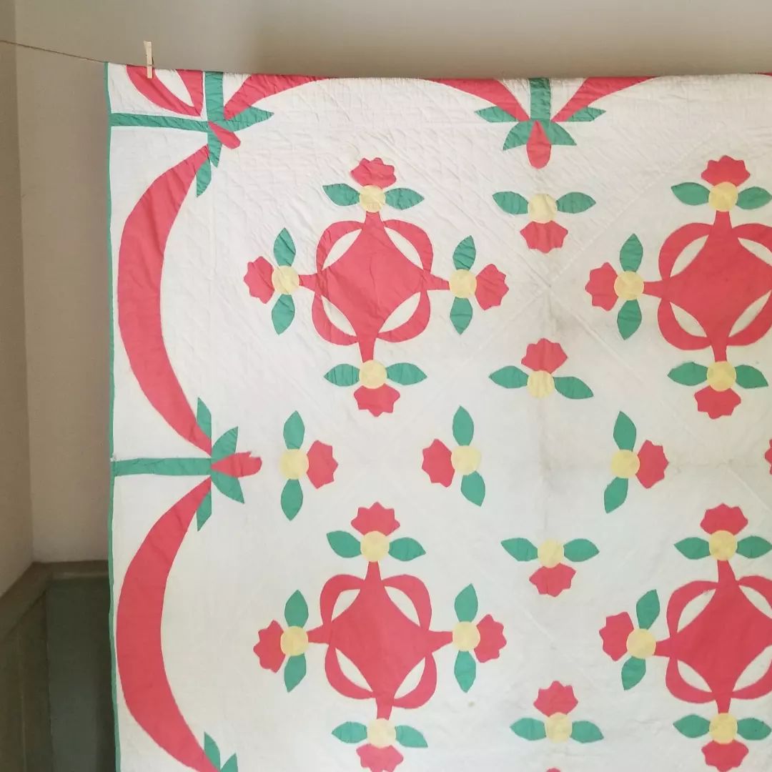 Pink and Green Applique Quilt