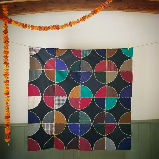 Woolen Embroidered Quilt Top