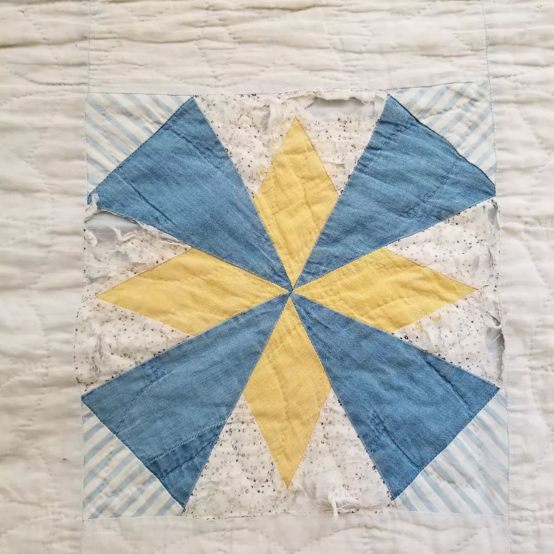 Yellow and Blue Antique Quilt