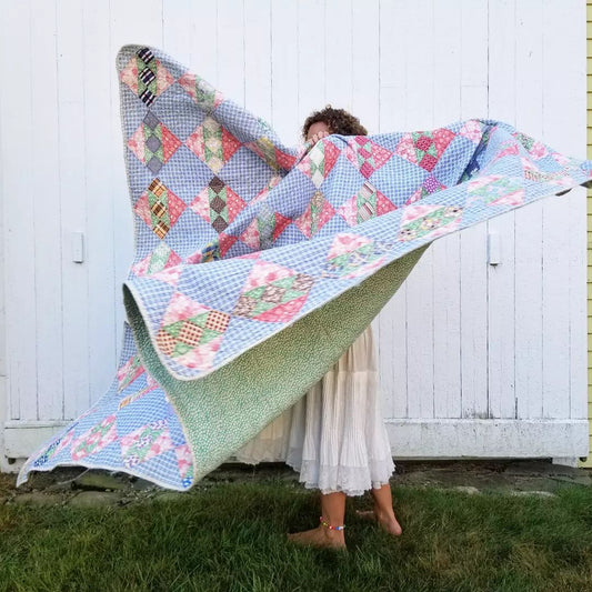 Blue Check Antique Sacking Quilt