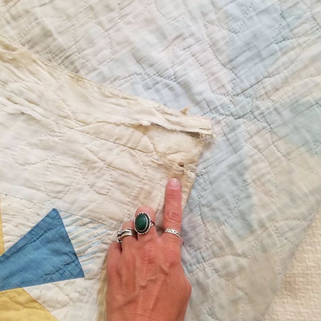 Yellow and Blue Antique Quilt