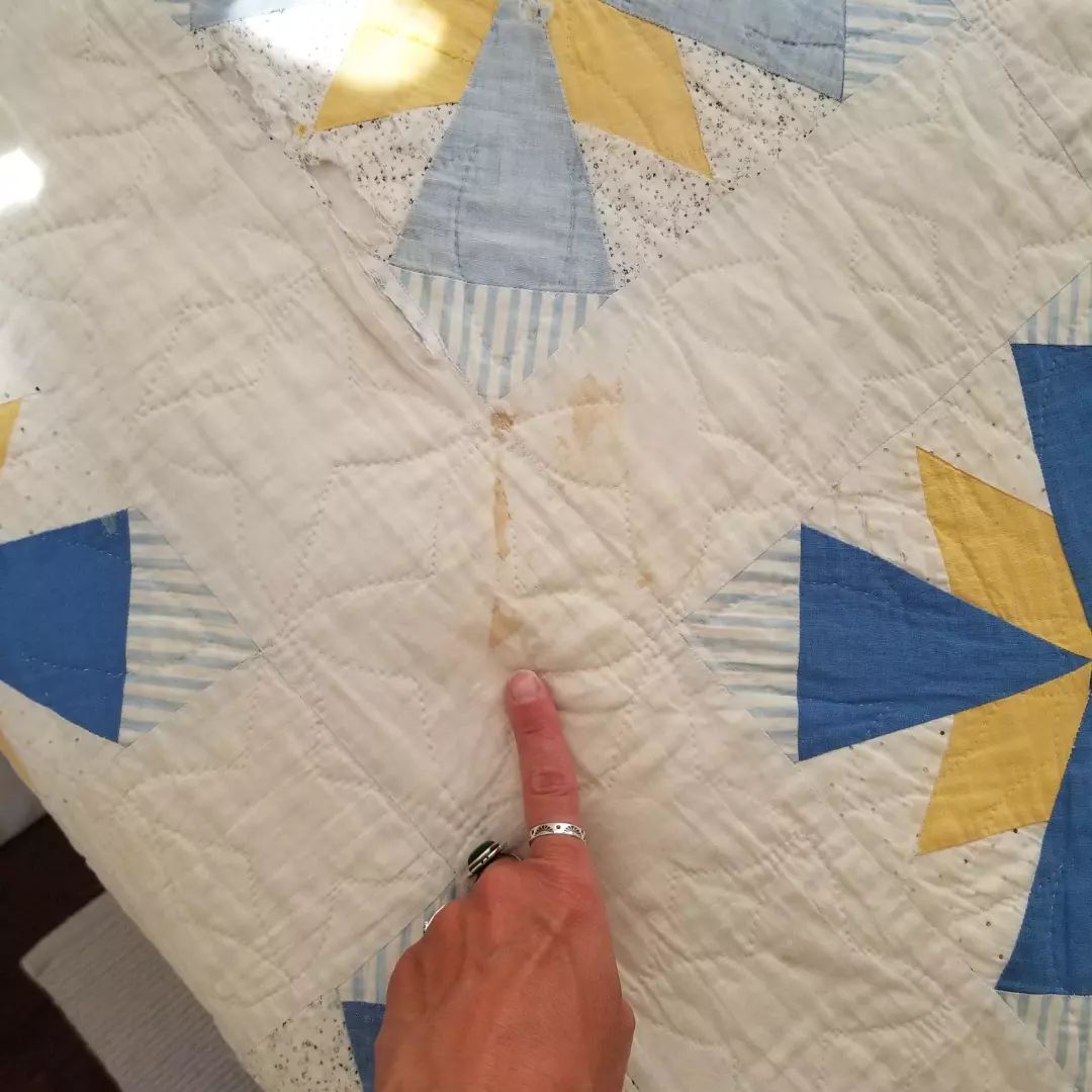 Yellow and Blue Antique Quilt