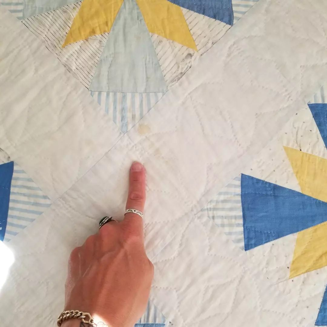 Yellow and Blue Antique Quilt