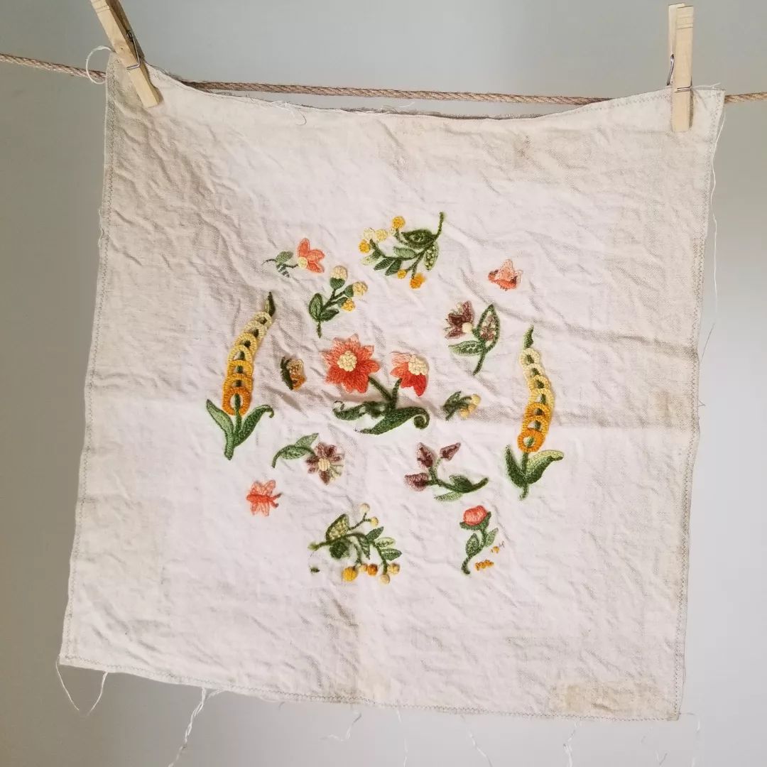 Hand Embroidered, Floral Linen