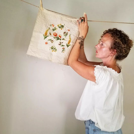 Hand Embroidered, Floral Linen